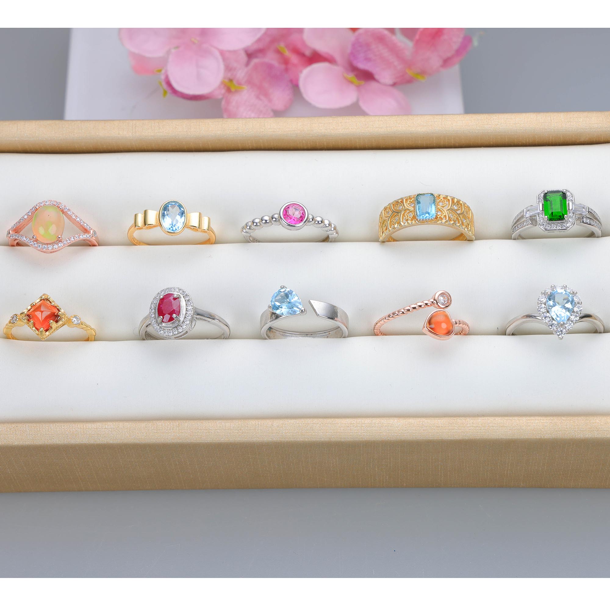 NO.20 [Customer wholesale price] S925 silver made natural gemstone ring,A total of 10 products, enough 10 or more to get 30% off