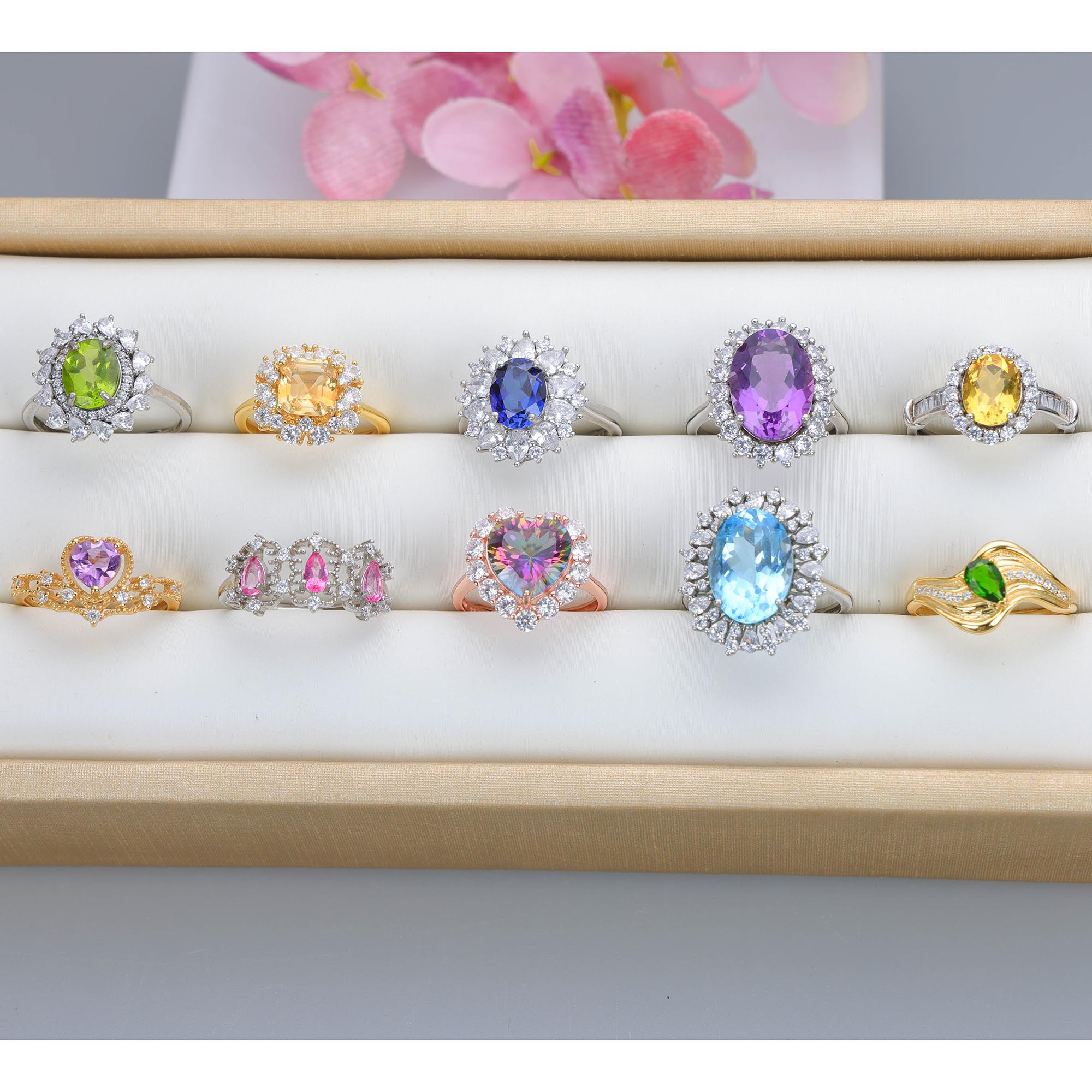 NO.26 [Customer wholesale price] S925 silver made natural gemstone ring,A total of 10 products, enough 10 or more to get 30% off