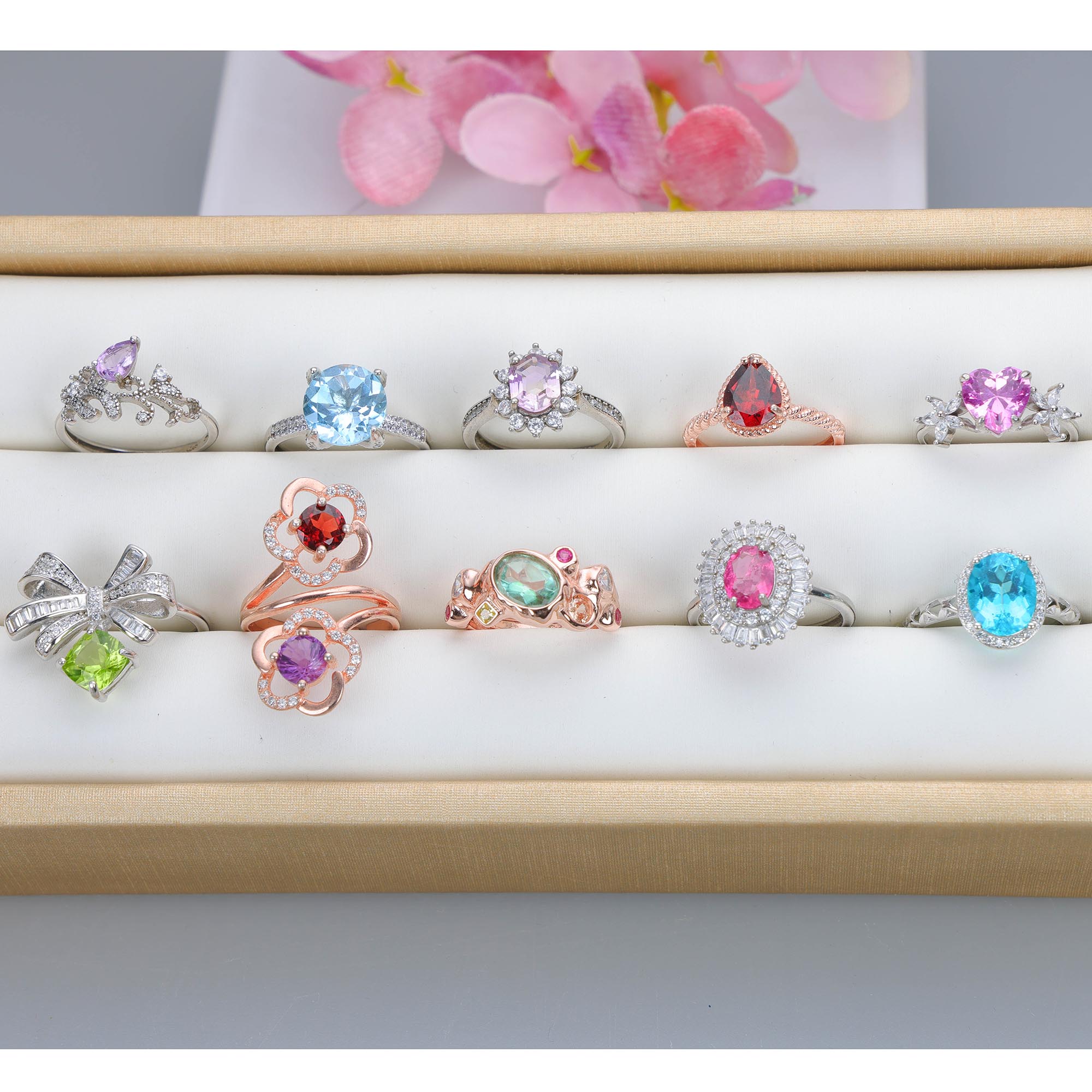 NO.27 [Customer wholesale price] S925 silver made natural gemstone ring,A total of 10 products, enough 10 or more to get 30% off