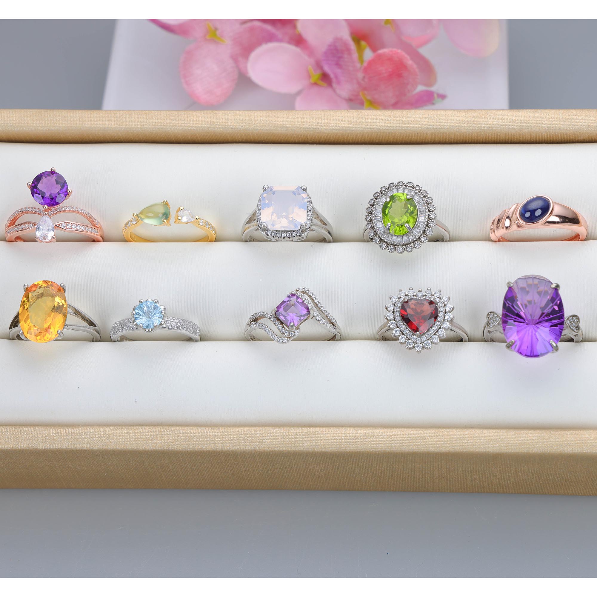 NO.28 [Customer wholesale price] S925 silver made natural gemstone ring,A total of 10 products, enough 10 or more to get 30% off