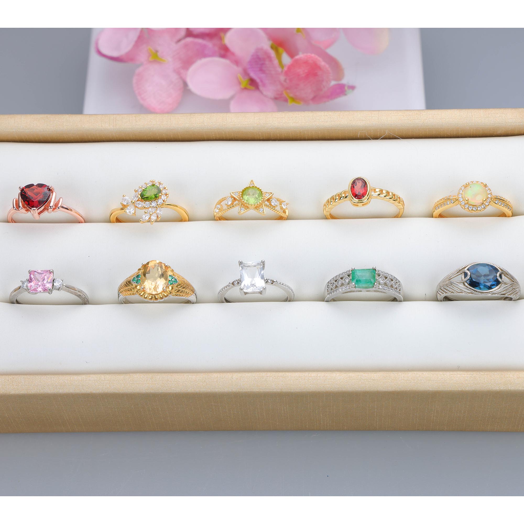 NO.29 [Customer wholesale price] S925 silver made natural gemstone ring,A total of 10 products, enough 10 or more to get 30% off