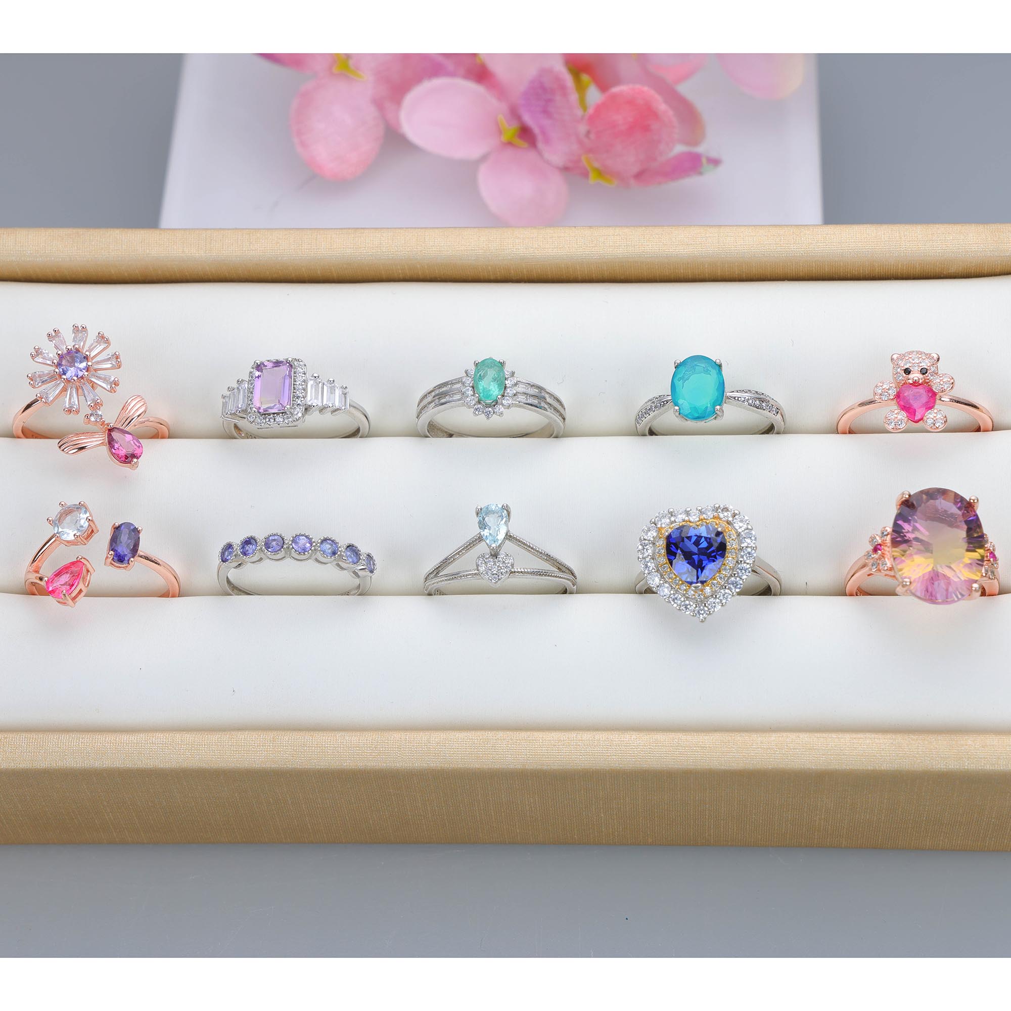 NO.31 [Customer wholesale price] S925 silver made natural gemstone ring,A total of 10 products, enough 10 or more to get 30% off