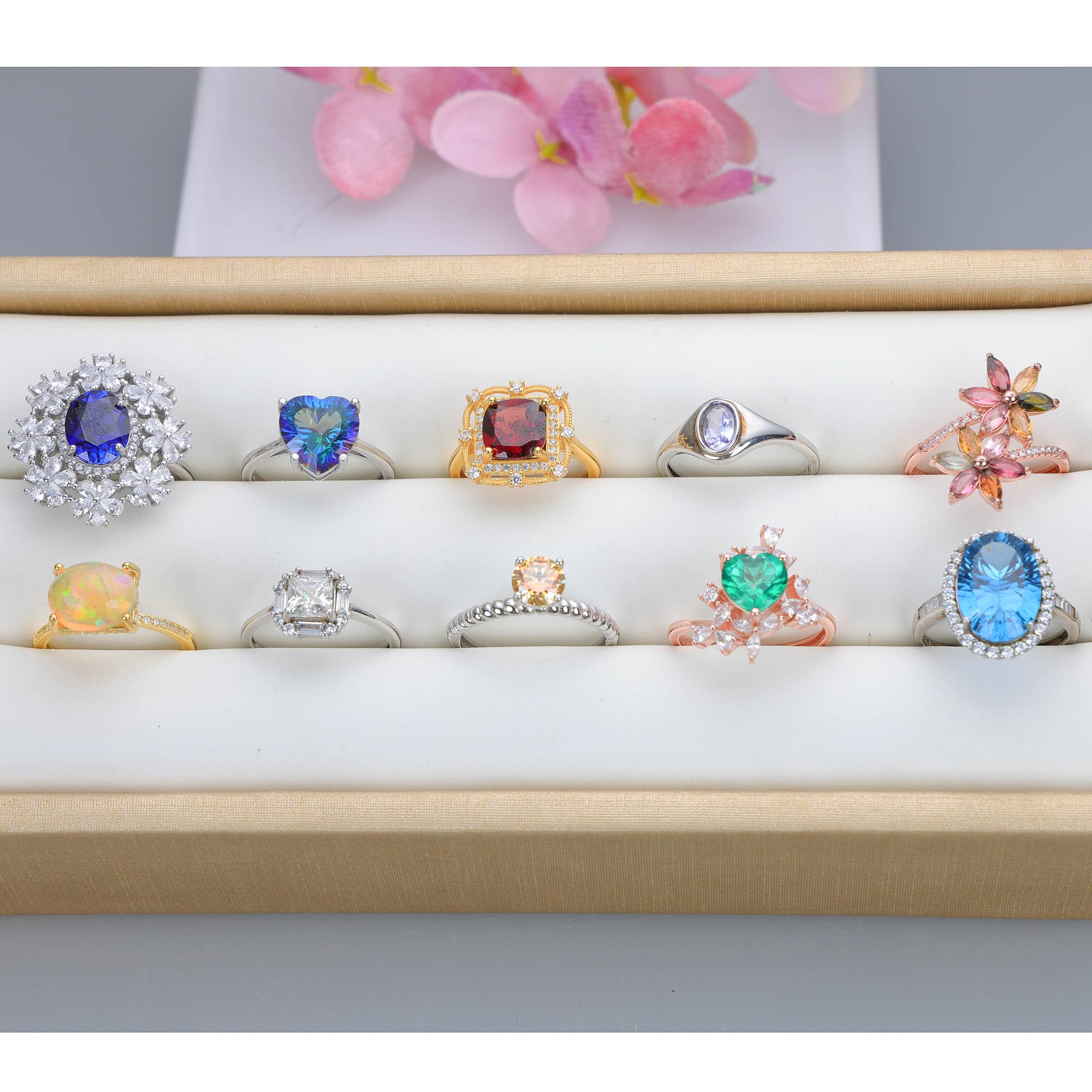 NO.32 [Customer wholesale price] S925 silver made natural gemstone ring,A total of 10 products, enough 10 or more to get 30% off