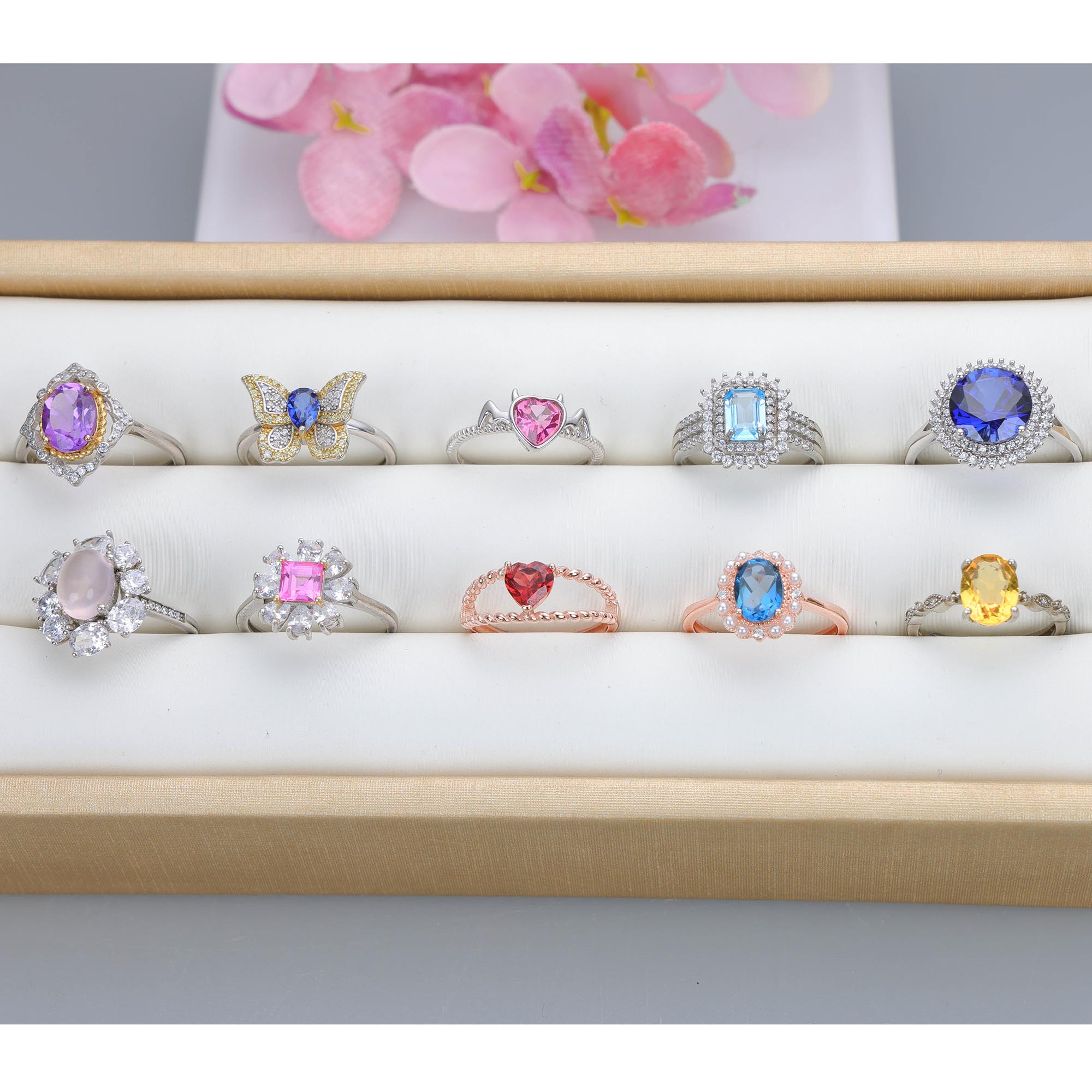 NO.34 [Customer wholesale price] S925 silver made natural gemstone ring,A total of 10 products, enough 10 or more to get 30% off