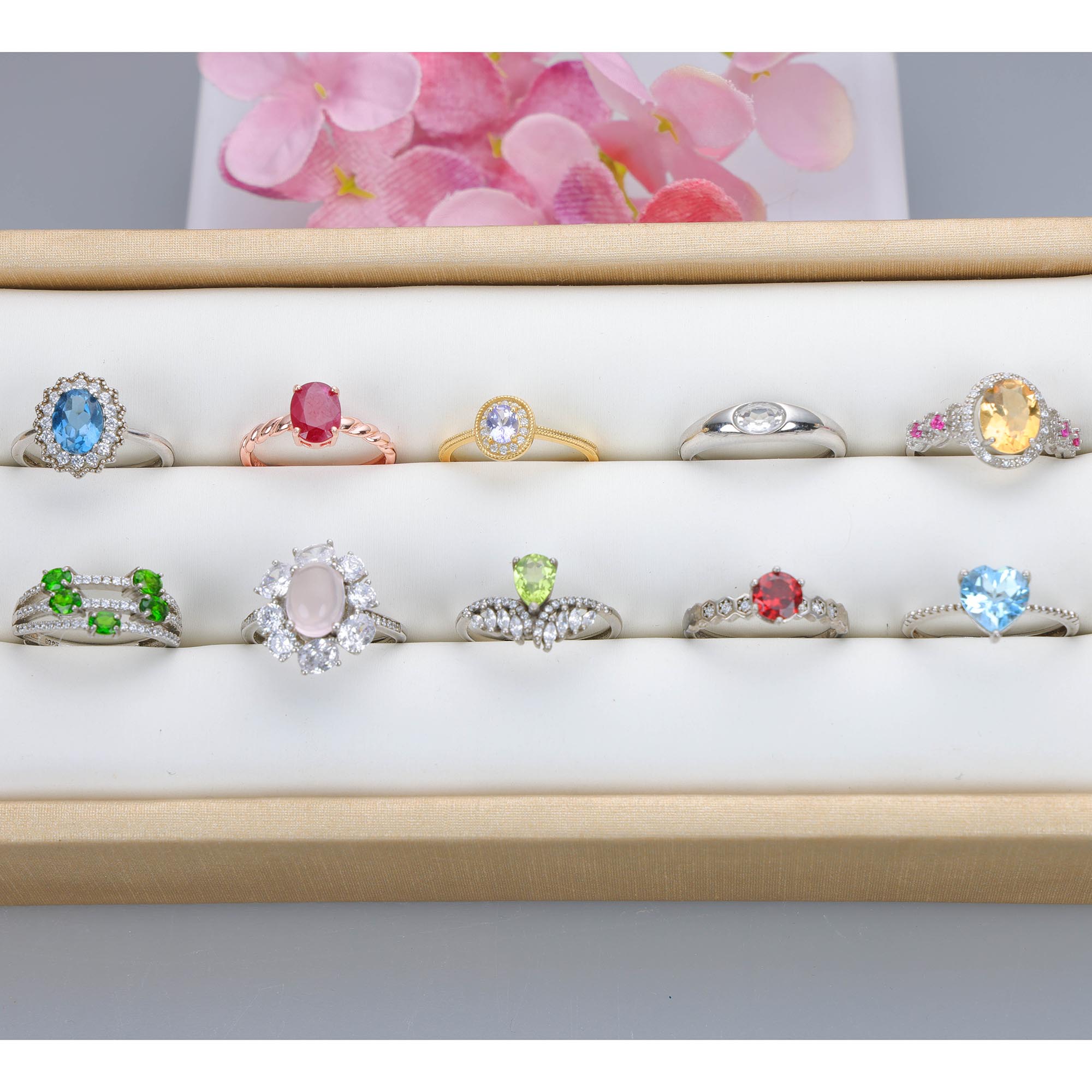 NO.35 [Customer wholesale price] S925 silver made natural gemstone ring,A total of 10 products, enough 10 or more to get 30% off