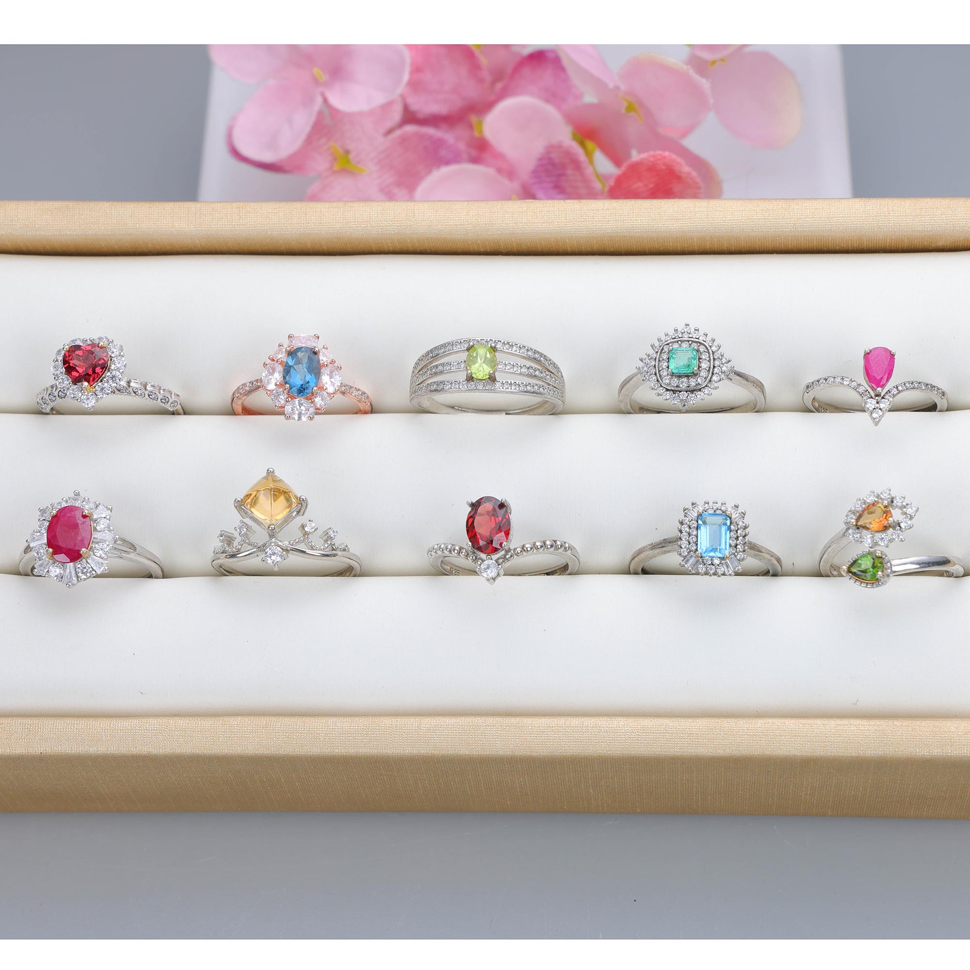 NO.36 [Customer wholesale price] S925 silver made natural gemstone ring,A total of 10 products, enough 10 or more to get 30% off