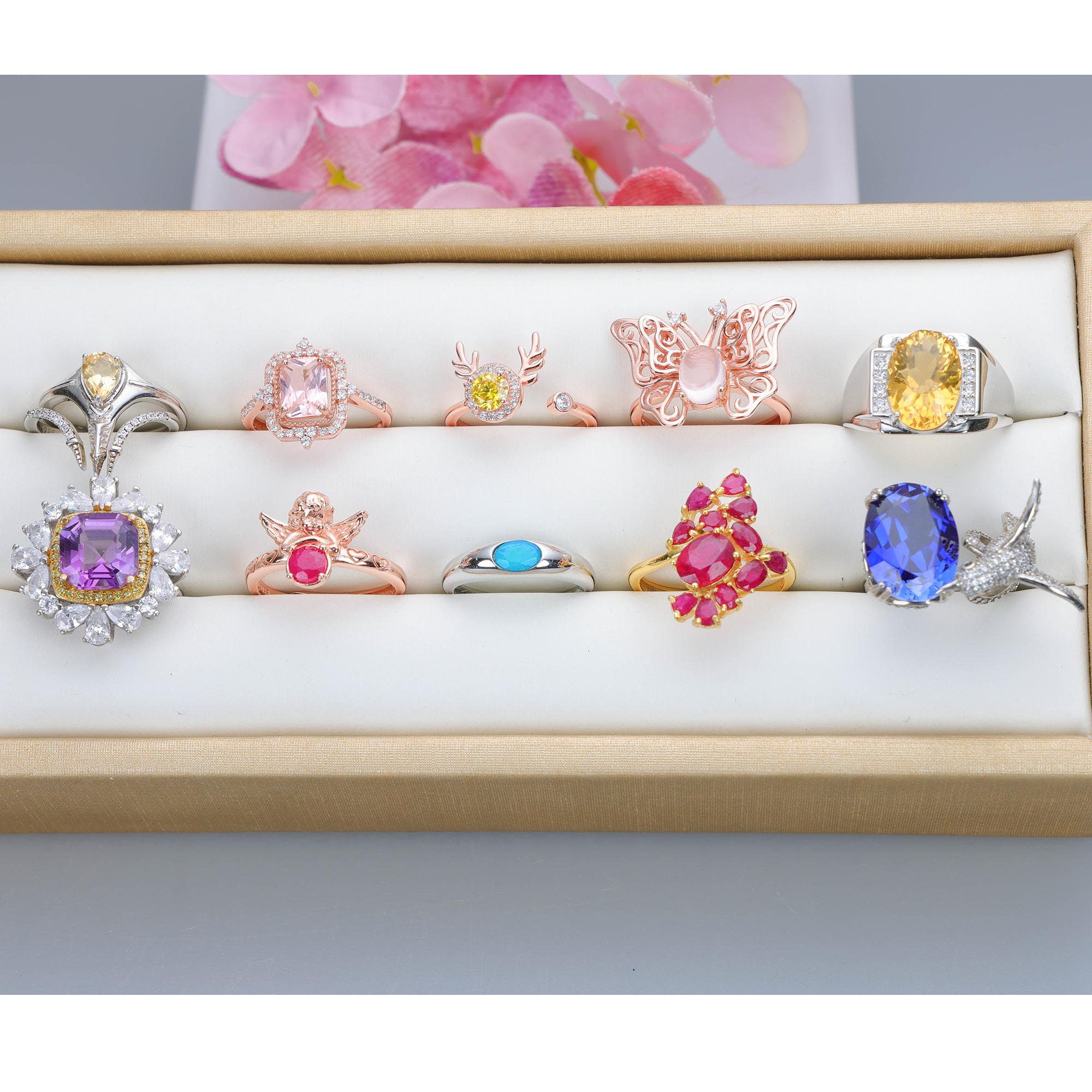 NO.38 [Customer wholesale price] S925 silver made natural gemstone ring,A total of 10 products, enough 10 or more to get 30% off