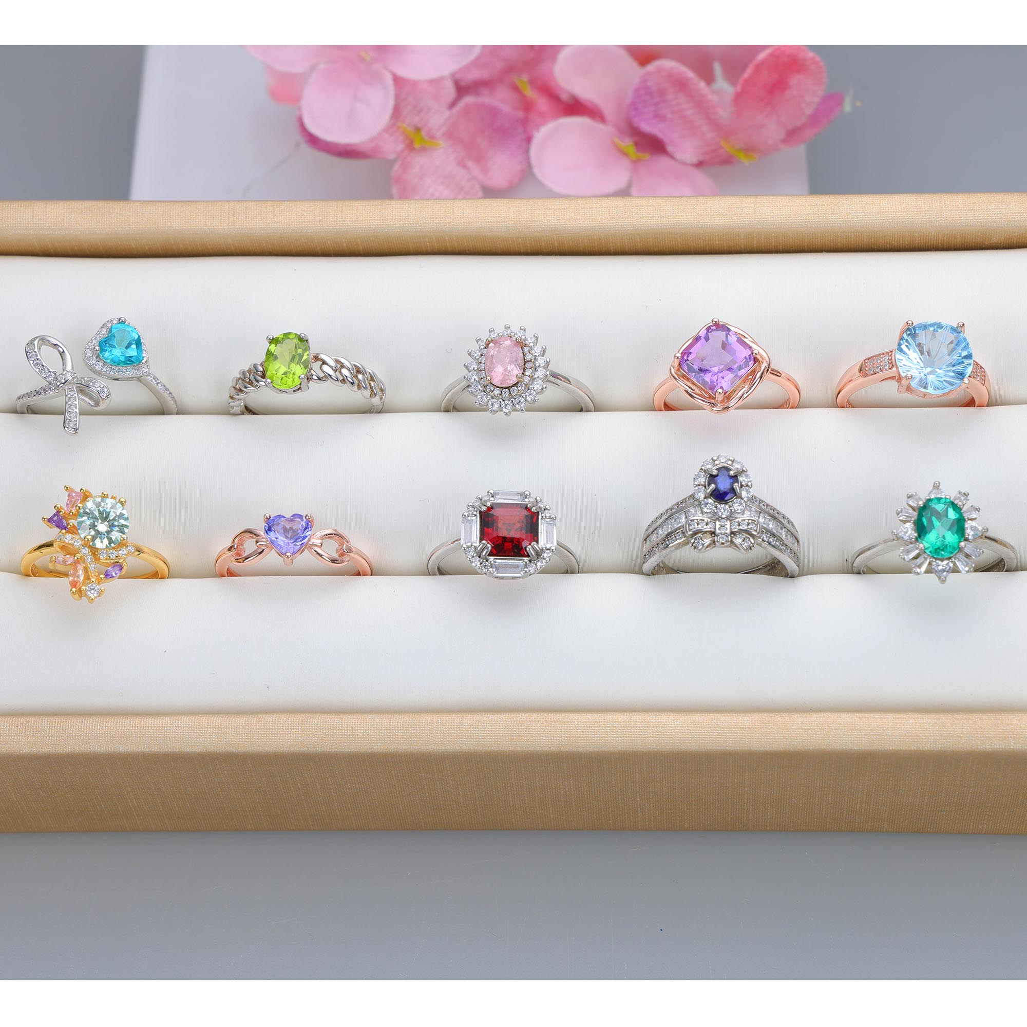 NO.39 [Customer wholesale price] S925 silver made natural gemstone ring,A total of 10 products, enough 10 or more to get 30% off