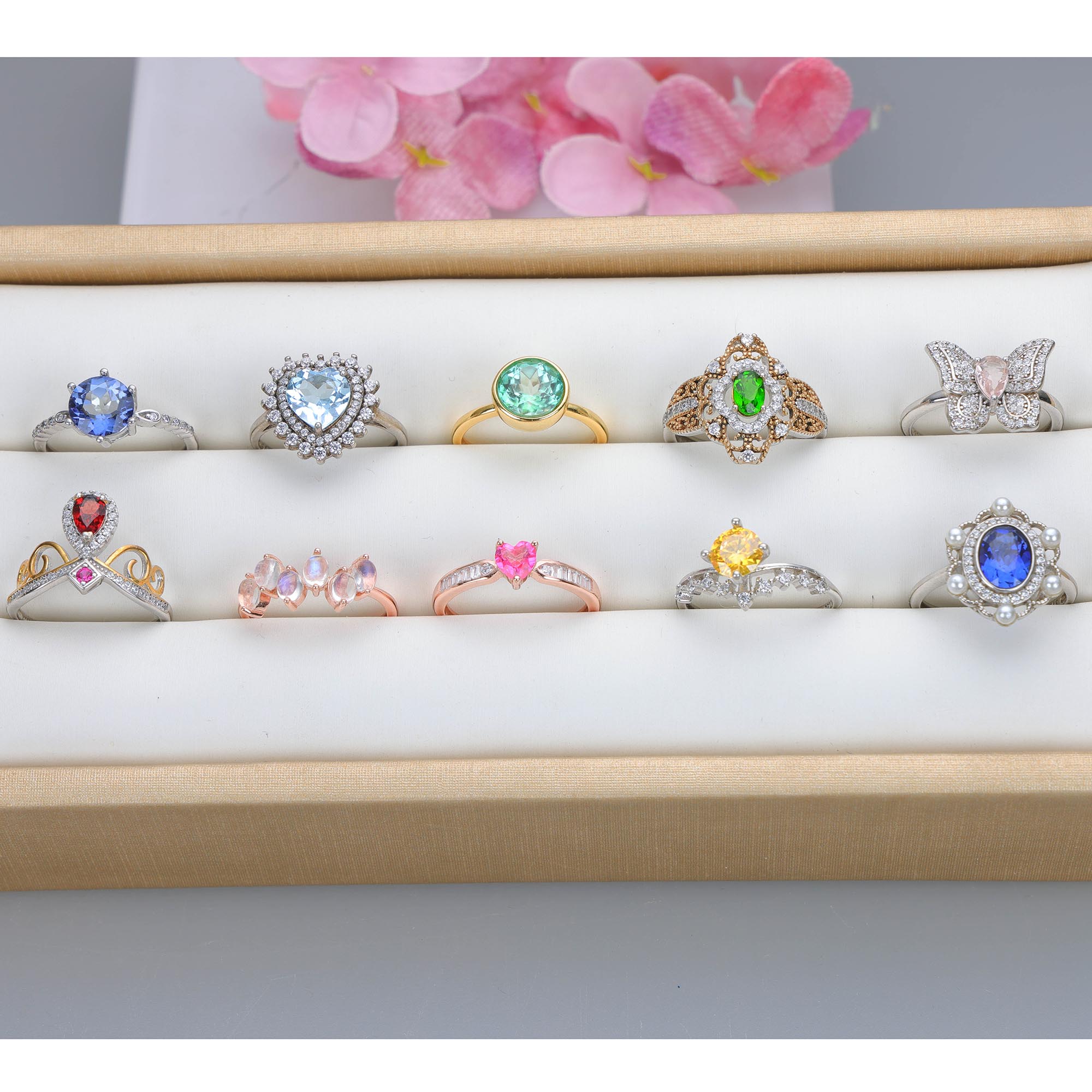 NO.40 [Customer wholesale price] S925 silver made natural gemstone ring,A total of 10 products, enough 10 or more to get 30% off