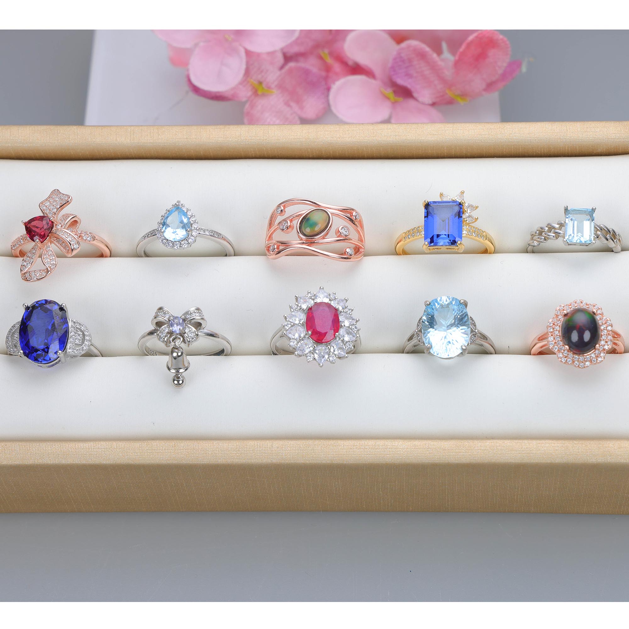 NO.41 [Customer wholesale price] S925 silver made natural gemstone ring,A total of 10 products, enough 10 or more to get 30% off