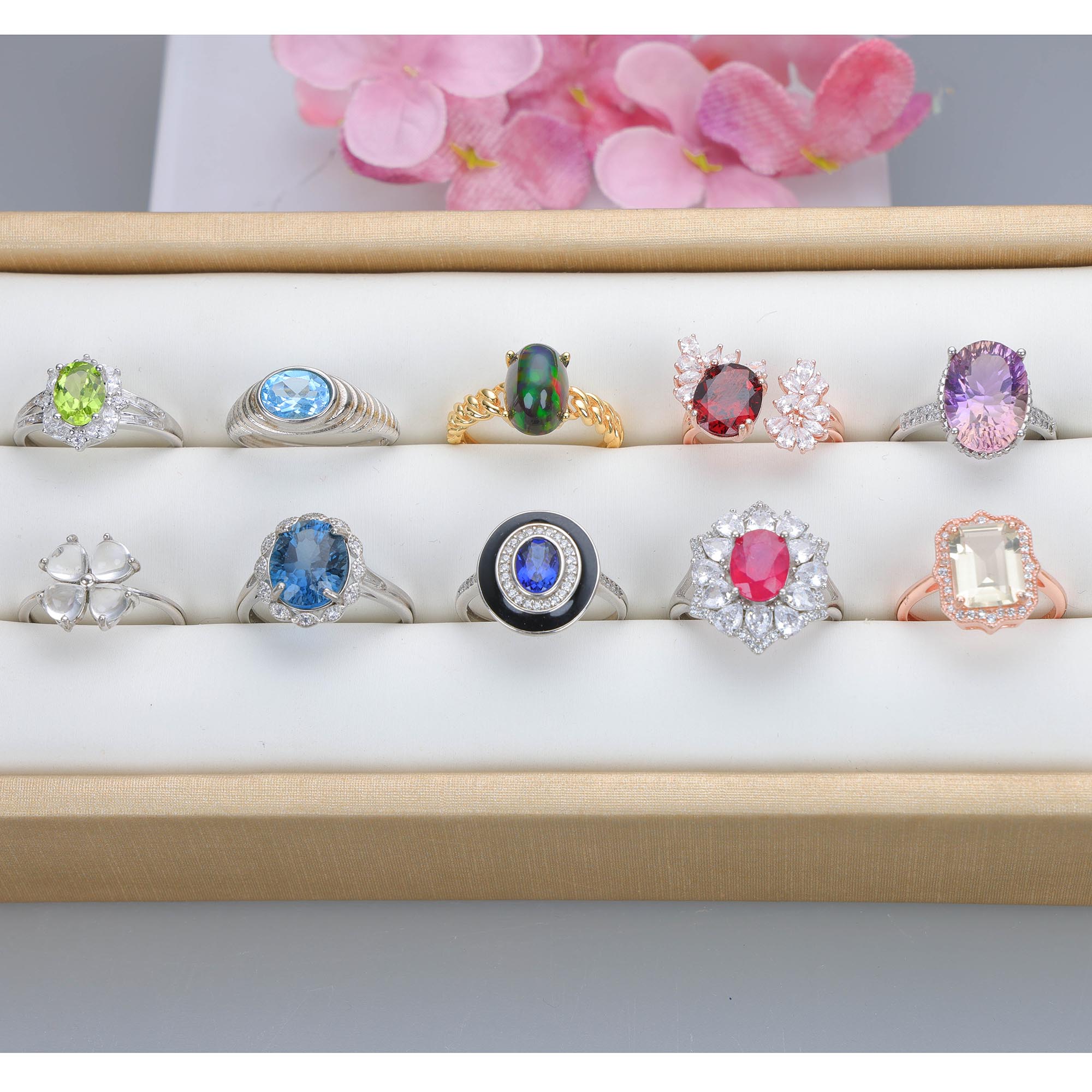 NO.42 [Customer wholesale price] S925 silver made natural gemstone ring,A total of 10 products, enough 10 or more to get 30% off