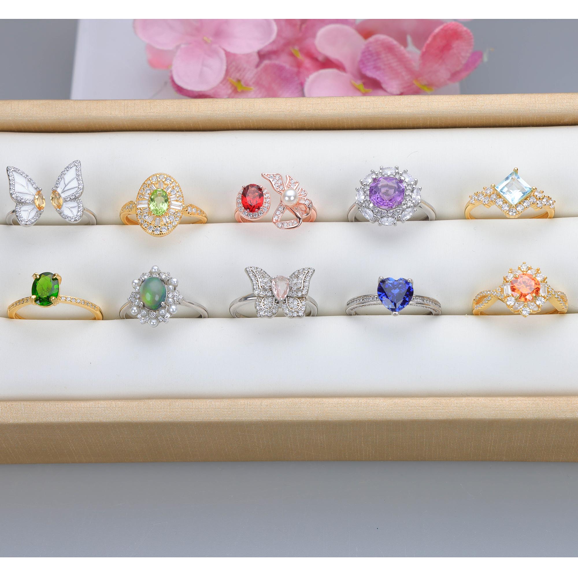 NO.43 [Customer wholesale price] S925 silver made natural gemstone ring,A total of 10 products, enough 10 or more to get 30% off