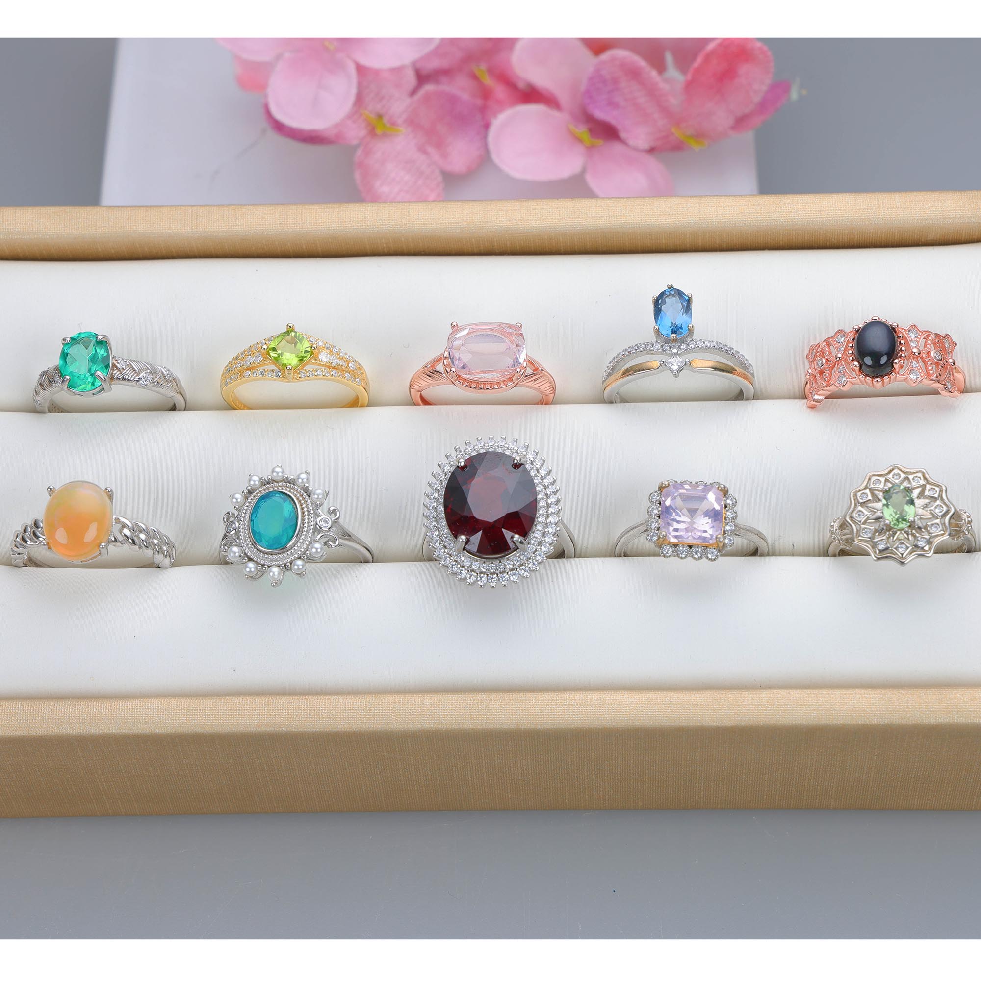 NO.47 [Customer wholesale price] S925 silver made natural gemstone ring,A total of 10 products, enough 10 or more to get 30% off