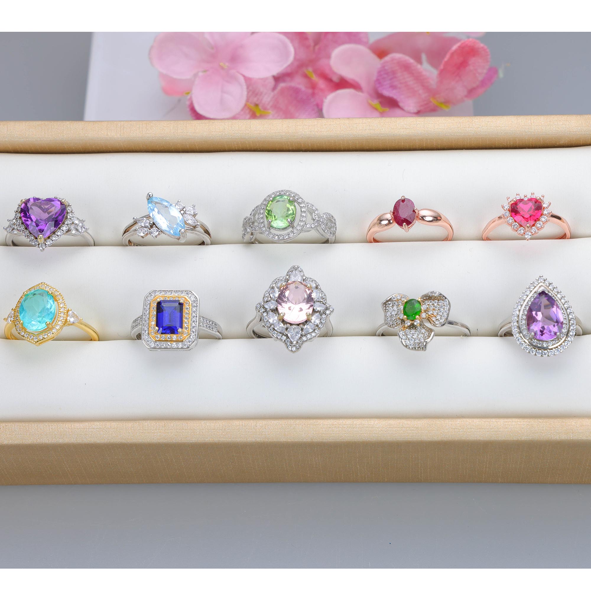 NO.48 [Customer wholesale price] S925 silver made natural gemstone ring,A total of 10 products, enough 10 or more to get 30% off