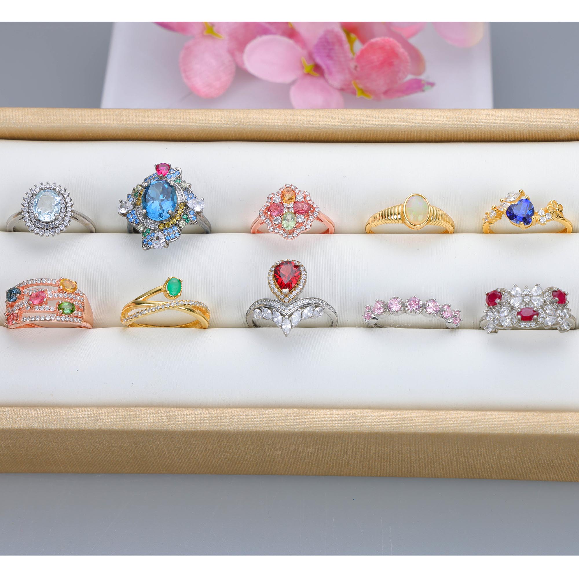 NO.50 [Customer wholesale price] S925 silver made natural gemstone ring,A total of 10 products, enough 10 or more to get 30% off