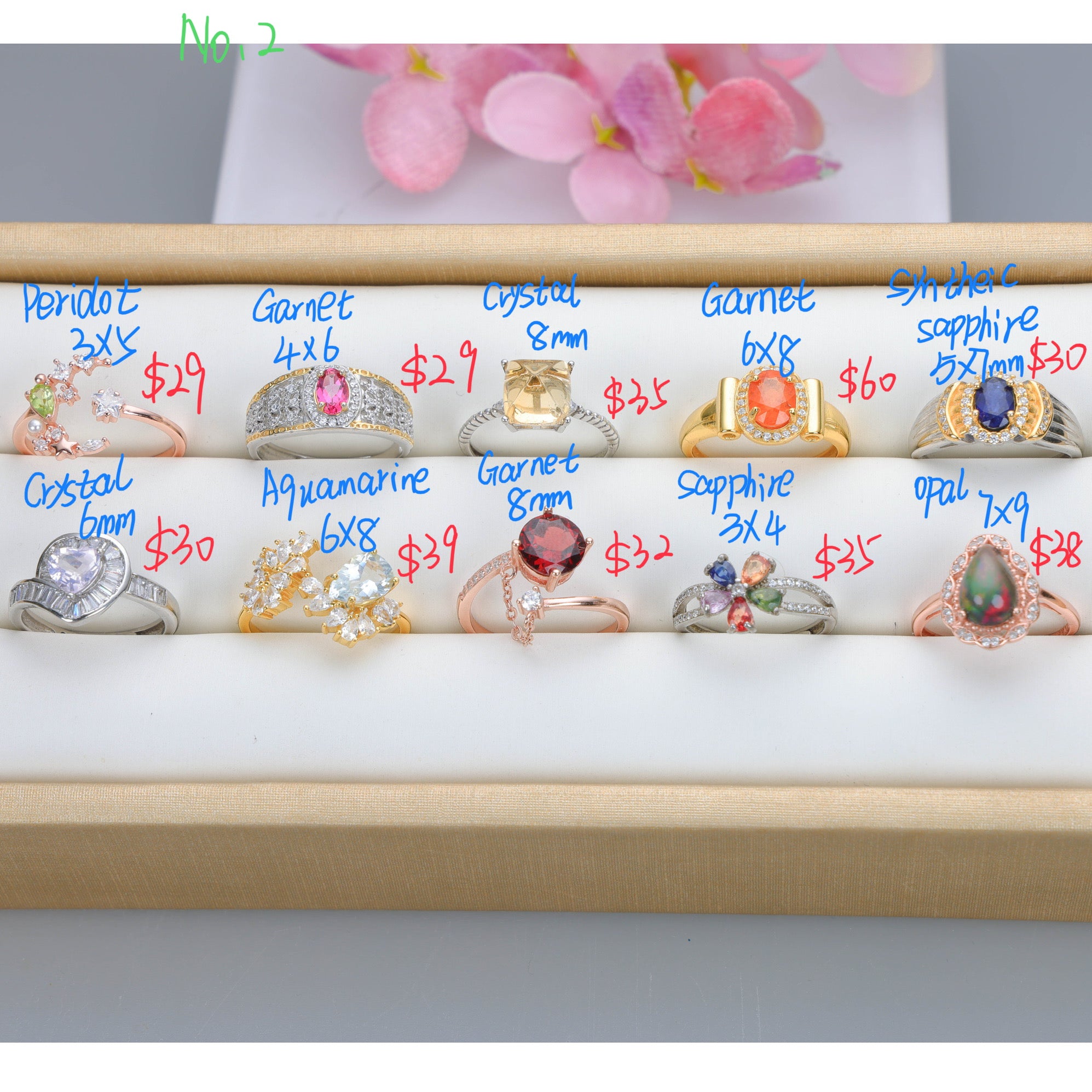 NO.2 [Customer wholesale price] S925 silver made natural gemstone ring，A total of 10 products, enough 10 or more to get 30% off