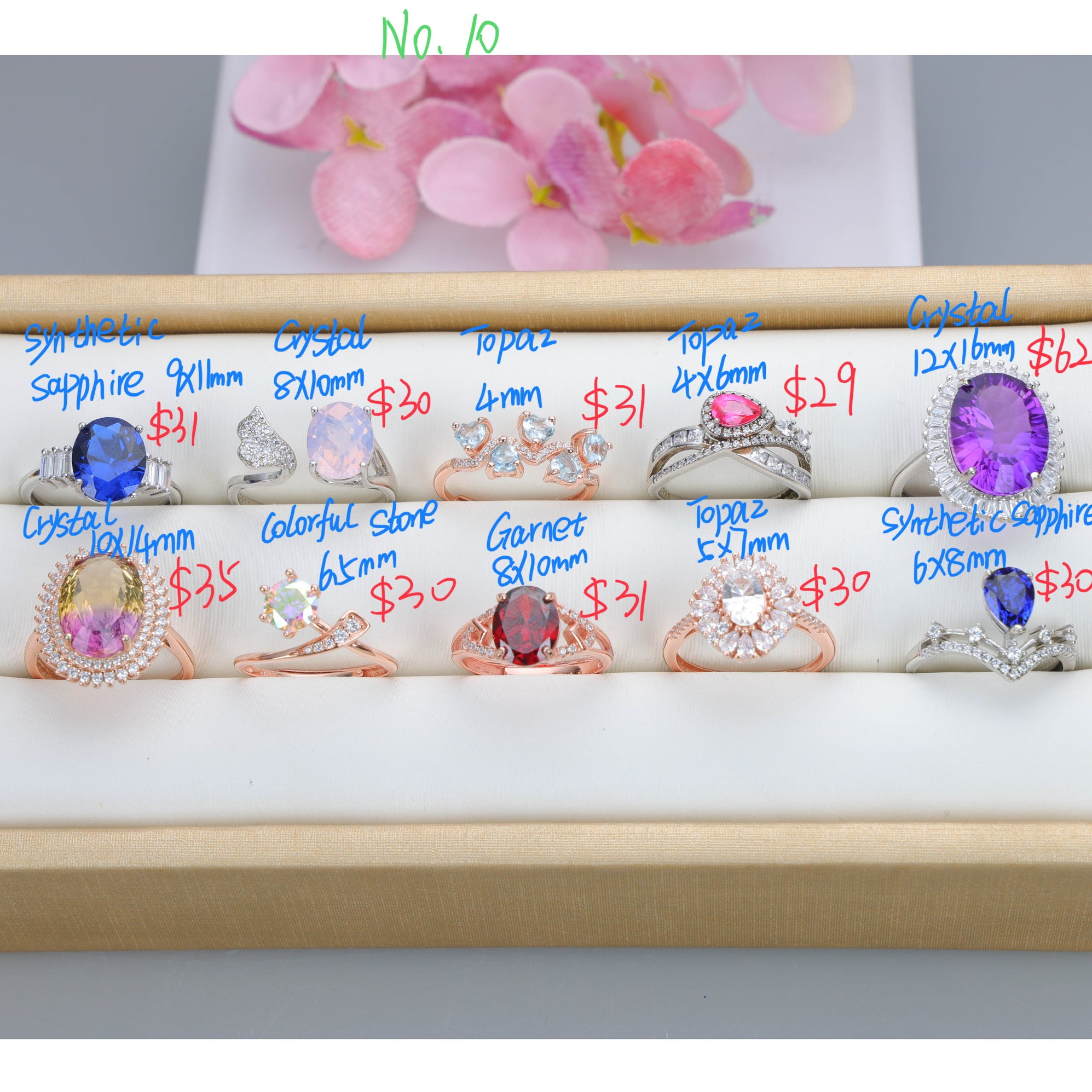 NO.10 [Customer wholesale price] S925 silver made natural gemstone ring,A total of 10 products, enough 10 or more to get 30% off