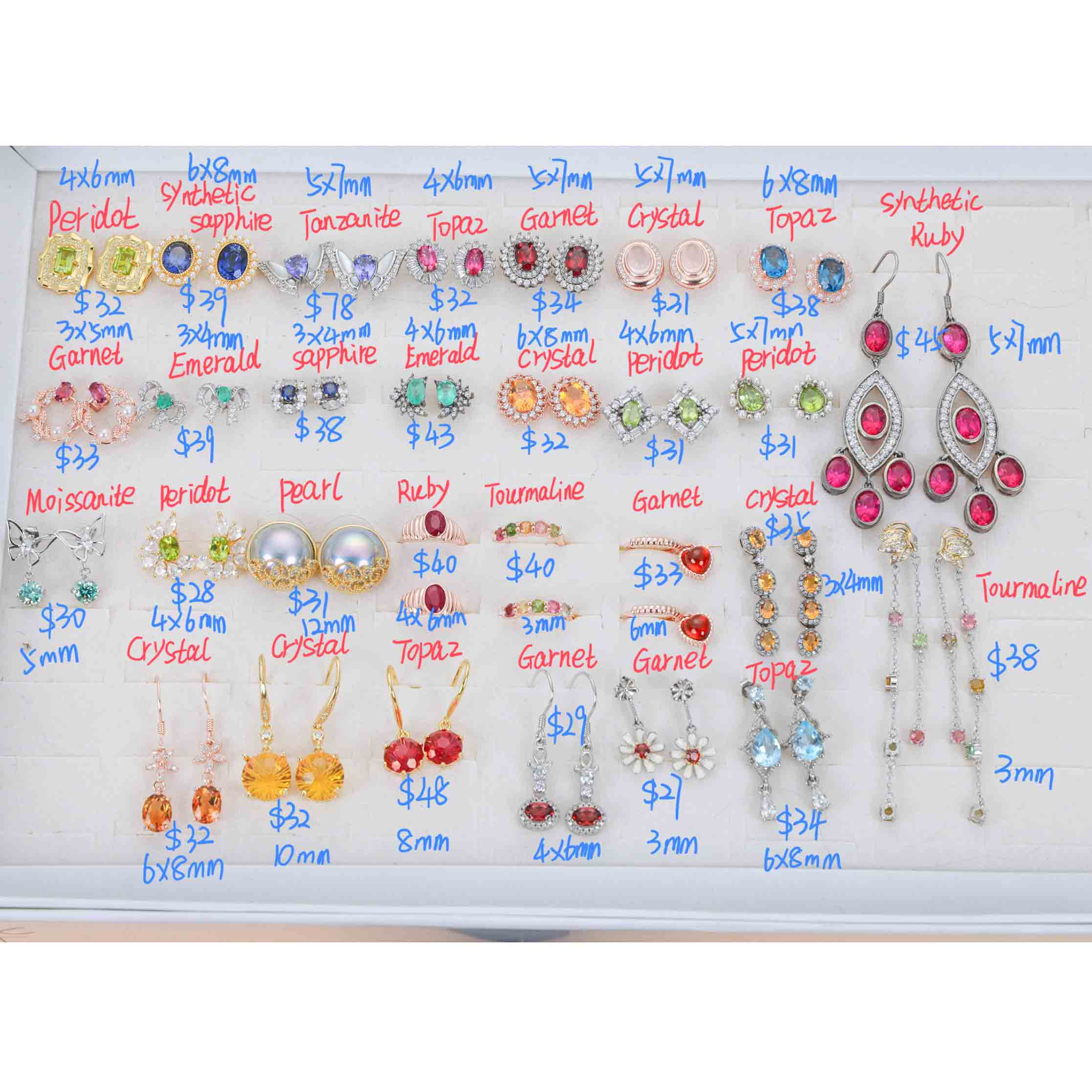 NO.1 [Customer wholesale price] S925 Silver natural Jewel earrings, a total of 29 products, buy more than 10 can get 30% discount