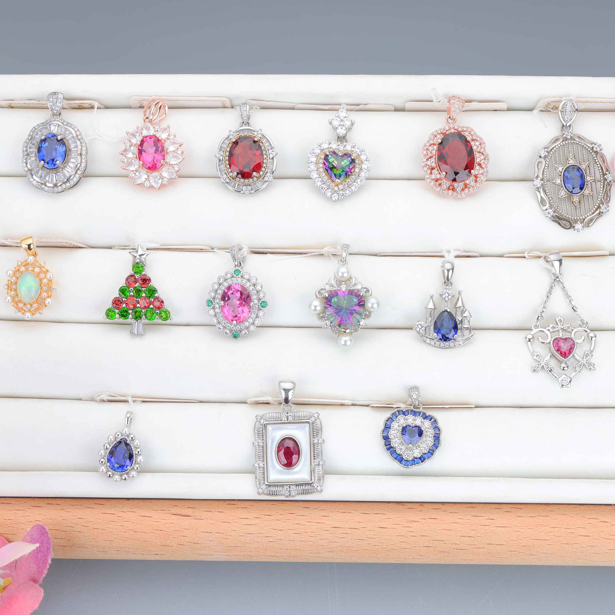 NO.1[Customer wholesale price] S925 Silver natural Jewel pendant, a total of 15 products（With sterling silver necklace）, buy more than 10 can get 30% discount