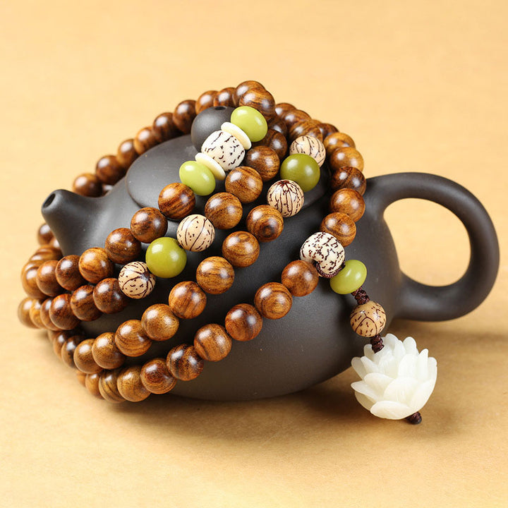 Pandaliya Tibetan Rosewood Lotus Mala Protection Calm Necklace Bracelet