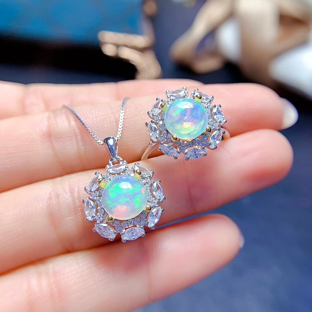 Natural opal jewelry set with beautiful fire—a classic style you'll love.