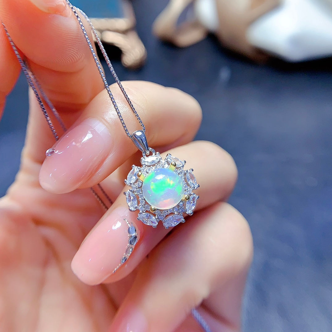 Natural opal jewelry set with beautiful fire—a classic style you'll love.