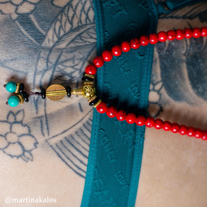 pandaliya Tibetan Mala Red Turquoise Lucky Necklace Bracelet