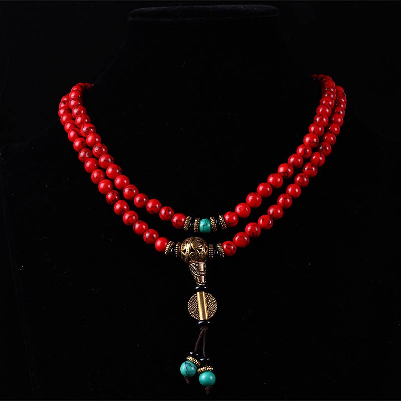 pandaliya Tibetan Mala Red Turquoise Lucky Necklace Bracelet