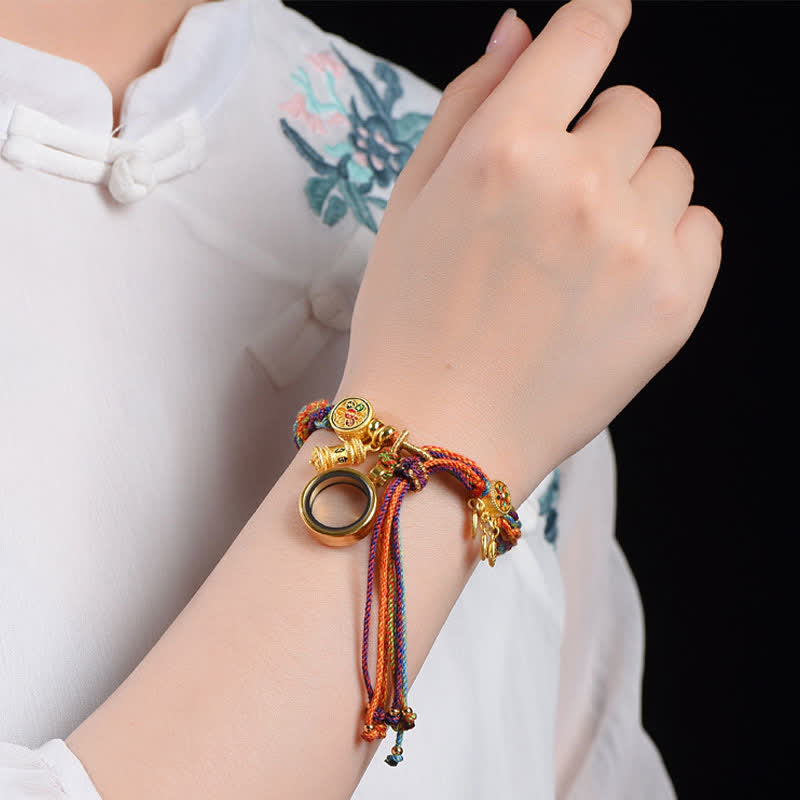 pandaliya Tibetan Om Mani Padme Hum Dreamcatcher Luck Colorful Reincarnation Knot String Bracelet