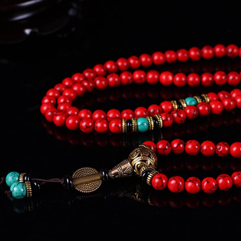 pandaliya Tibetan Mala Red Turquoise Lucky Necklace Bracelet