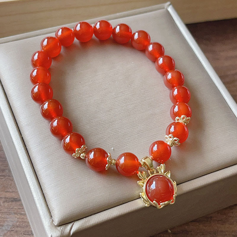 pandaliya Year of the Dragon Red Agate Jade Peace Buckle Fu Character Success Bracelet