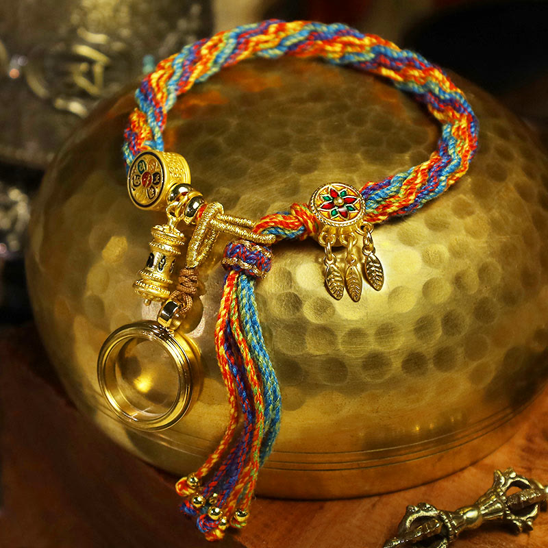 pandaliya Tibetan Om Mani Padme Hum Dreamcatcher Luck Colorful Reincarnation Knot String Bracelet