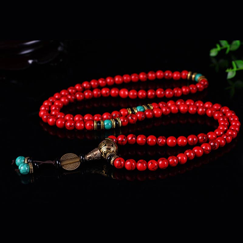 pandaliya Tibetan Mala Red Turquoise Lucky Necklace Bracelet