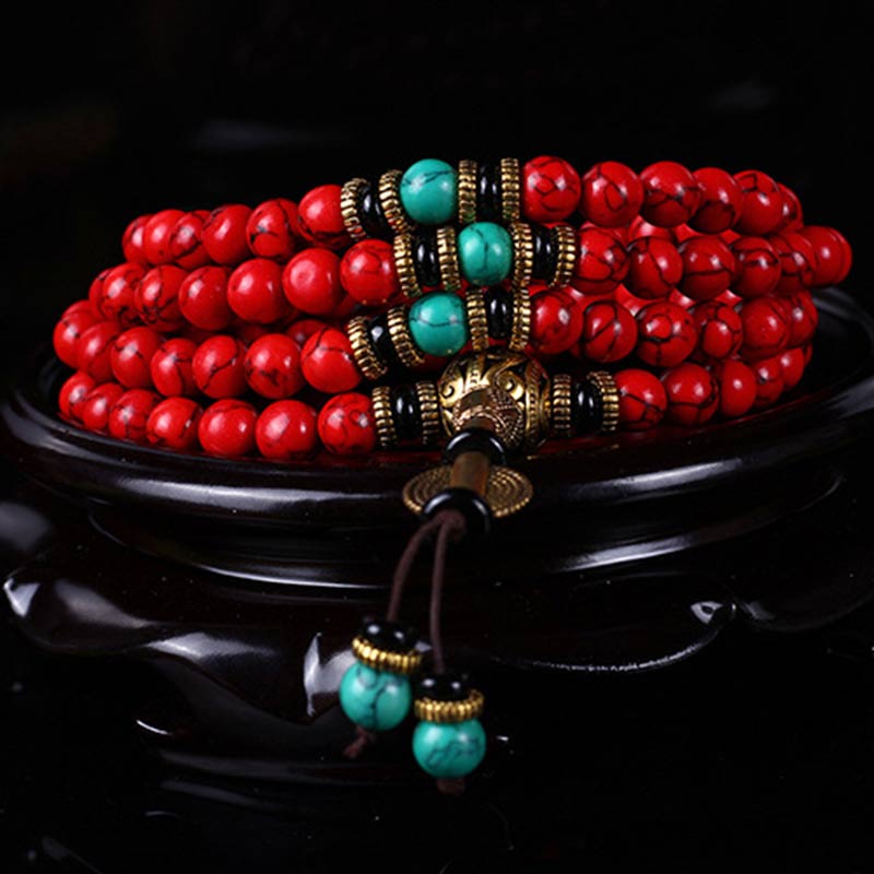 pandaliya Tibetan Mala Red Turquoise Lucky Necklace Bracelet