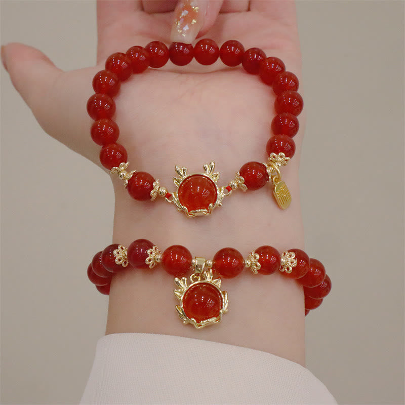 pandaliya Year of the Dragon Red Agate Jade Peace Buckle Fu Character Success Bracelet