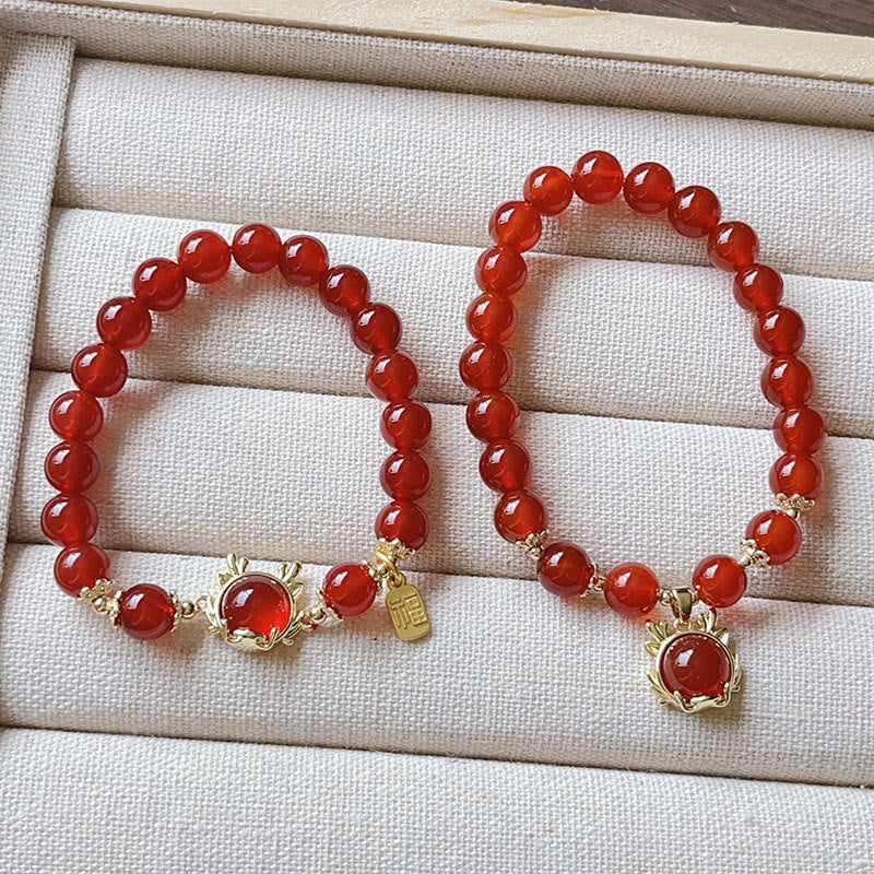 pandaliya Year of the Dragon Red Agate Jade Peace Buckle Fu Character Success Bracelet