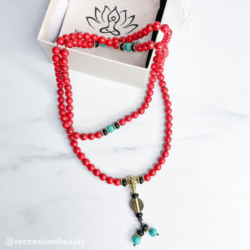 pandaliya Tibetan Mala Red Turquoise Lucky Necklace Bracelet