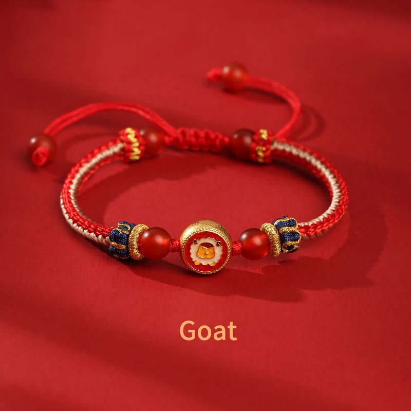 pandaliya Handmade 925 Sterling Silver Year of the Dragon Chinese Zodiac Luck Protection Braided Red Bracelet - pandaliya