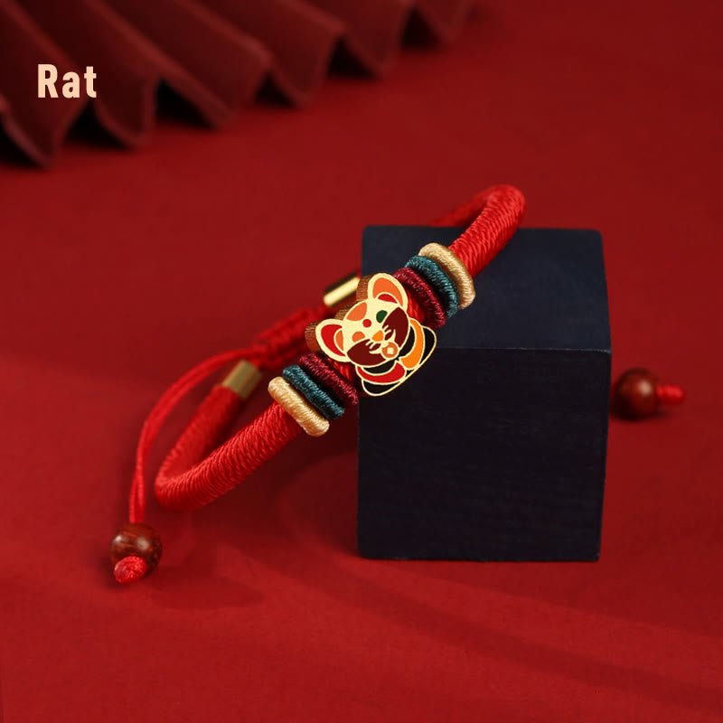 pandaliya Handmade 925 Sterling Silver Year of the Dragon Cute Chinese Zodiac Luck Braided Red Bracelet - pandaliya