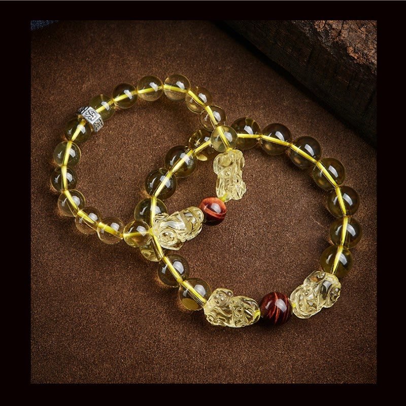 pandaliya Natural Citrine Double PiXiu Tiger Eye Prosperity Protection Bracelet - pandaliya